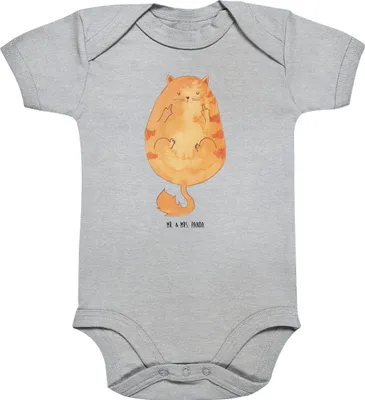 Produktbild von Mr. & Mrs. Panda Strampler Katze Frühaufsteher 12. - 18. Monat - Heather Grey - Geschenk, Katzen, Tiger, babykleidung body, overall baby, Kaffee, Lustig, Babybody