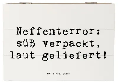 Produktbild von Mr. & Mrs. Panda Geschenkbox Spruch Neffe Chaos 22 x 15 cm - Weiß - Geschenk, Familienmitglieder, Bindung, fotobox, Familienleben, Aufmerksamkeit, Freude, liebevoll, Box
