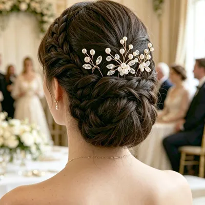 Image de Épingles à cheveux élégantes ornées de perles et de cristaux, idéales pour les mariées