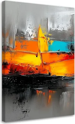Image de Toile Abstraction colorée sur fond gris 70x100 Feeby Image colorée pour le mur, prête à être accrochée