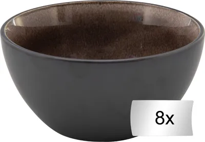 Produktbild von Müslischalen - Ø 14 cm - Braun - Keramik - glasierte Oberfläche - 8er Set