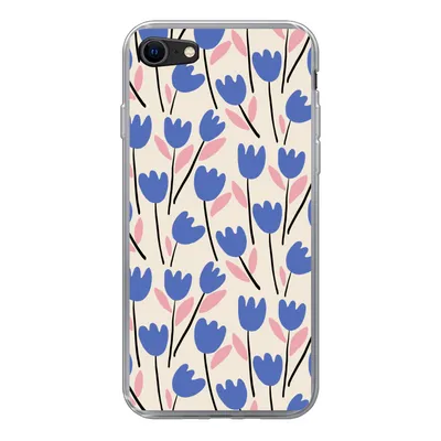 Produktbild von MuchoWow® Handyhülle Schutzhülle Hülle für iPhone SE 2020 Blume - Muster - Tulpe Silikon Softcase Handy Hülle - Kartenbesitzer