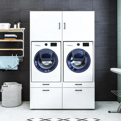 Immagine prodotto di Roomart SERIE 2 Armadio doppio per lavatrice, larghezza 134 cm, bianco