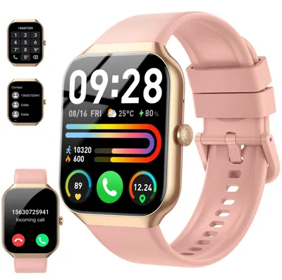 Produktbild von Smartwatch Damen Herren HD 2026 Smart Watch mit Telefonfunktion 115+ Sportmodi Armbanduhr Herzfrequenz SpO2 Schlafmonitor IP68 Wasserdicht Roségold
