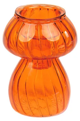 Obrázok produktu pre Sklenený svietnik od spoločnosti Talking Tables, tvar húb, farba oranžová, váza na kvetinové puky, elegantná dekorácia