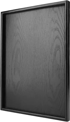 Image de Plateau en bois noir - 40 x 30 cm - pour le thé, le café, les collations et les repas