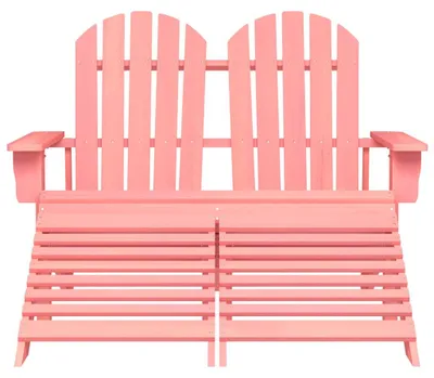 Obrázok produktu pre vidaXL Adirondack záhradná lavica 2-miestna s podnožkou jedľové drevo ružová