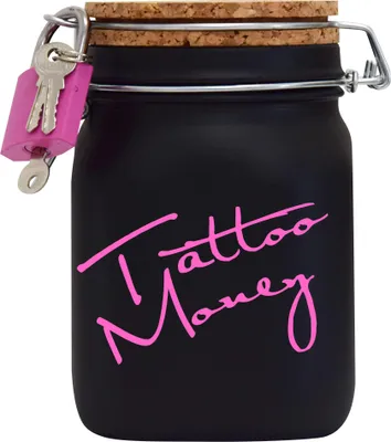 Produktbild von Spardose Geld Geschenk Ideen Tattoo Money Schwarz Pink Größe L 1 Liter