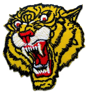 Produktbild von Tiger Kinder Tier - Aufnäher, Bügelbild, Aufbügler, Applikationen, Patches, Flicken, Zum Aufbügeln, Größe: 6,7 x 6,5 cm