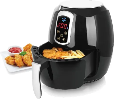 Produktbild von Heißluftfritteuse, Airfryer, Smart Fryer, Frittieren ohne Öl, 3,6 Liter Volumen, 1400 Watt, schwarz, Heissluft-Fritteuse,