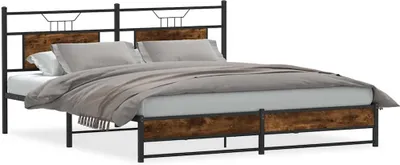 Produktbild von vidaXL Bettgestell ohne Matratze Räuchereiche 160x200 cm Holzwerkstoff