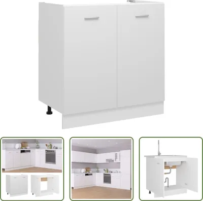 Obrázek produktu pro The Living Store Dřezová skříňka bílá 80x46x81,5 cm materiál na bázi dřeva