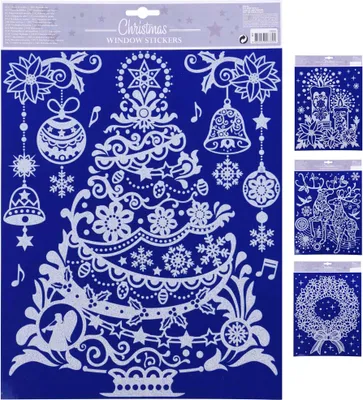 Produktbild von 4 x Bögen Weihnachtsaufkleber Fenstersticker - viele weihnachtliche Motive - Fensterbilder 42 x 30 cm