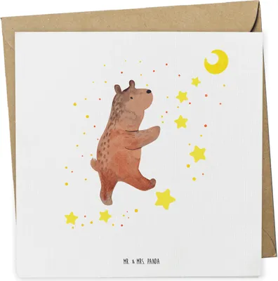 Produktbild von Mr. & Mrs. Panda faltkarte Bär Träume - Weiß - Geschenk, Traum, Klappkarte, doppelkarte, Glückwunschkarte, Teddy, Traumdeutung, anlasskarte, Träumen, Grußkarte