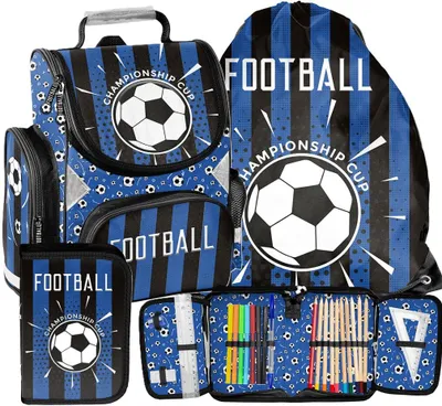 Produktbild von 3teile Schulranzen Fußball Wasserdicht ranzen set rucksack Fußball fur JUNGEN SET FÜR SCHULKINDER – SCHULRANZEN + FEDERMAPPE + TURNBEUTEL