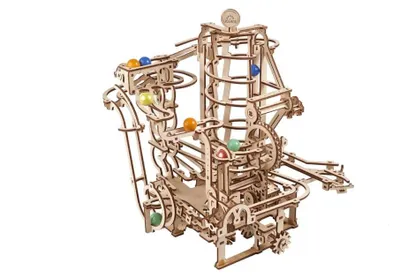 Obrázok produktu pre Ugears 3D drevená sklznica s guľôčkami a spirálovým výťahom