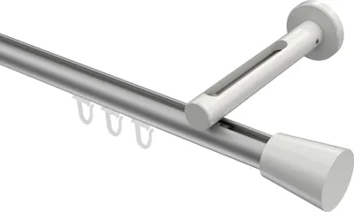 Produktbild von Interdeco Innenlaufstange / Gardinenstange mit Innenlauf Silbergrau / Weiß, Typ Siteno Sitra (Konus), 20 mm Ø 1-läufig, 240 cm