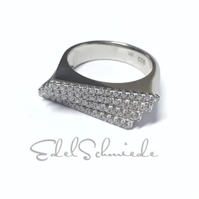 Produktbild von Edelschmiede925 edler Silberring 92 rhod mit Zirkonias Ringgröße  56