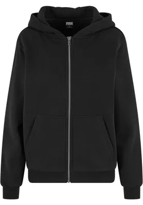 Productafbeelding van Urban Classics dames fleecejack met rits, kleur: zwart, maat: 5XL