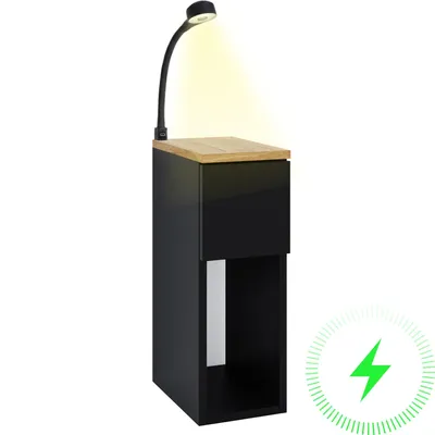 Obrázek produktu pro Noční stolek ComfortCove Černý dub Torro 20x30,5x55 cm USB USB C Lampa Loft