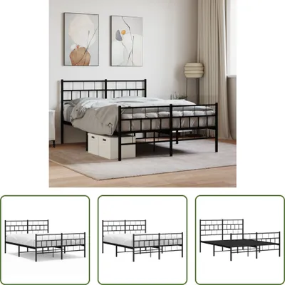 Produktbild von The Living Store Bettgestell mit Kopf- und Fußteil Metall Schwarz 140x200 cm
