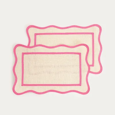 Produktbild von HOMLA VIENTO Tischsets mit dekorativer rosa Paspel, 2er-Set. 30x45 cm