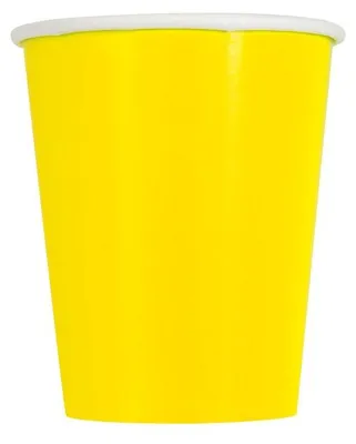 Produktbild von 8 Stück gelbe Einweg-Pappbecher mit ca. 250 ml Fassungsvermögen