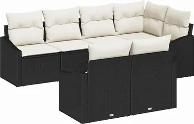 Immagine prodotto di Set di divani con cuscino 7 pcs Nero polyrattan