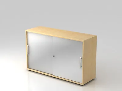 Produktbild von Hammerbacher V1752S/3/S/RE Schiebetürschrank - 2OH, 120 cm, Relinggriff, Ahorn/Silber