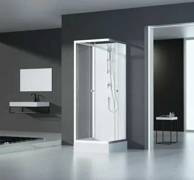 Produktbild von Dusche Komplett MARWELL Komplettdusche Fertigdusche White Dream 80 x 80 x 200 cm –  Komplett Set inkl. Duschwanne und Armatur - reversibel aufbaubar - hochwertiges Aluminiumprofil System