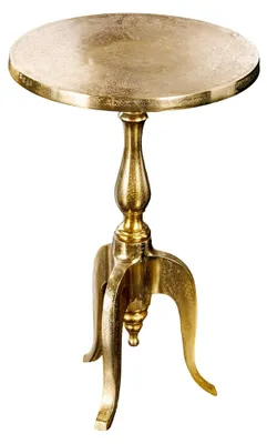 Produktbild von Beistelltisch Savoy 55cm Gold Metall Dreibein rund Vintage