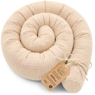 Image de Coussin de soutien pour les personnes dormant sur le côté, en mousseline de coton, 150 cm, couleur beige