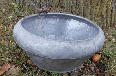 Produktbild von Runde Zinkschale  Pflanzschale Zinkbottich Blumentopf Vogeltränke D 28 cm