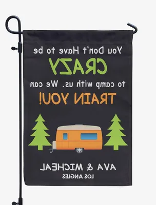 Productafbeelding van Gepersonaliseerde Vlag - Camper Vlag - Kampeer Decoratie - Dubbelzijdig Ontwerp - 46 cm - Zwart