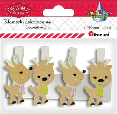 Obrázok produktu pre Drevené sponky s sobom na dekoráciu, 4 kusy