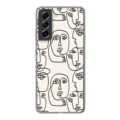 Produktbild von MuchoWow® Handyhülle Schutzhülle Hülle für Samsung Galaxy S21 FE Gesicht - Muster - Strichzeichnung Silikon Softcase Handy Hülle - Mobiltelefonhülle