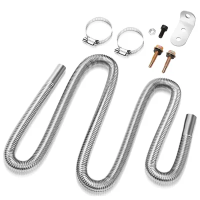 Immagine prodotto di Set di tubi di scarico in acciaio inox Jopassy 200cm per riscaldatore di parcheggio diesel con due fascette in acciaio inox - Tubo di scarico flessibile φ25mm