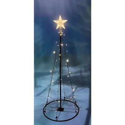 Produktbild von LED Metall Weihnachtsbaum Stern warmweiß 70 LEDs 120cm 8 Funktionen