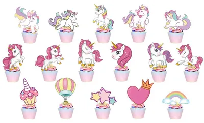 17 essbare Einhorn-Tortendekorationen, Geburtstagsdeko