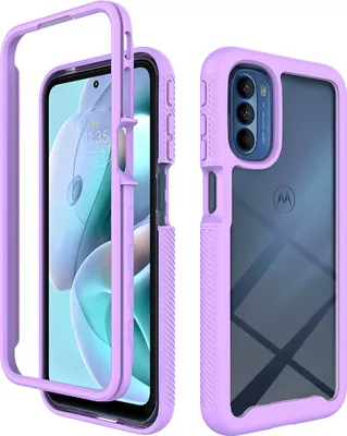 Produktbild von Moto G31 Hülle, Hybrid Transparente Rückseite Robust TPU Bumper Rutschfest Stoßfest Ganzkörper Schutzhülle für Motorola Moto G31 Lila