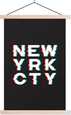 Produktbild von MuchoWow® Textilposter New York - Rot - Blau 60x90 cm mit holzfarbenen Rahmen - Textil
