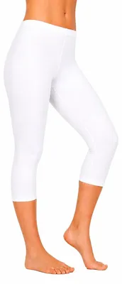 Produktbild von Hochwertige Dreiviertel Leggings für Damen, 3-Viertel Leggings, Weiß - L