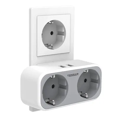 Produktbild von TESSAN Steckdosenadapter mit USB Ladefunktion, 2x Schutzkontakt, 2x USB-A
