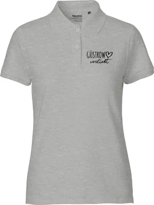 Produktbild von Huuraa Damen Polo Shirt Güstrow verliebt XXL Sport Grey Bio Baumwolle Fairtrade Poloshirt Geschenkidee