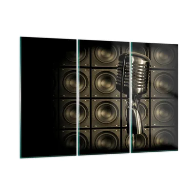Produktbild von Bilder auf glas - Mikrofon Retro Singen - 165x110cm - Glasbilder - Wandbilder - Kunstdruck - zum Aufhängen bereit - Wanddekoration aus Glas - Glas Bilder - Wandbild auf Glas - GCE165x110-0306