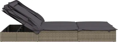 Obrázek produktu pro vidaXL Lehátko pro 2 osoby se stříškou Grey 213x118x97 Poly ratan