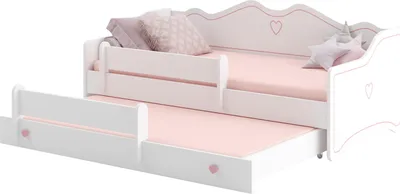 Zdjęcie produktu dla Łożko podwójne EMMA z szufladą i barierką 160x80 różowy