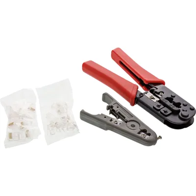 Produktbild von InLine Crimpzangen-Set für RJ45 ST, inkl. Zange, Abisolierer und Westernstecker, 75 x 185 x 25 mm, 340 g, 75 mm, 185 mm, 25 mm, 198 mm