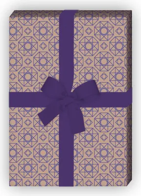 Produktbild von Vintage Diamant Geschenkpapier im geometrischen Retro Design, lila - G8335, 32 x 48cm