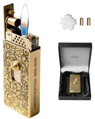 Produktbild von Benzinfeuerzeug Vintage Messing Nachfüllbar Jetflamme Geschenk für Männer